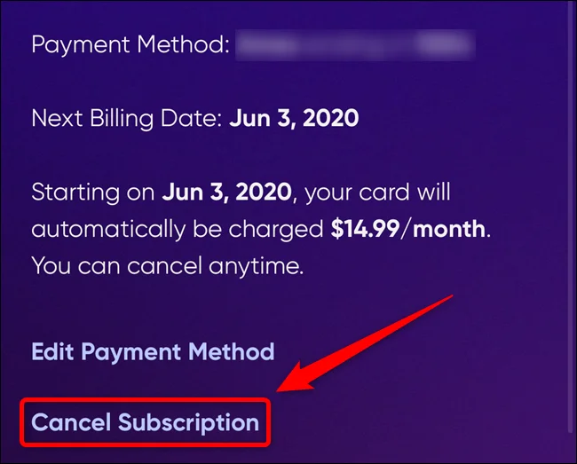 Click the Cancel Sub
