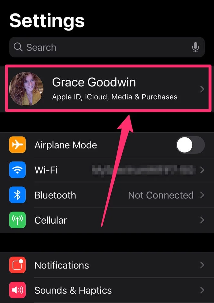 Settings Apple ID