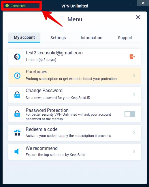 How to use VPN on Windows: VPN connection status