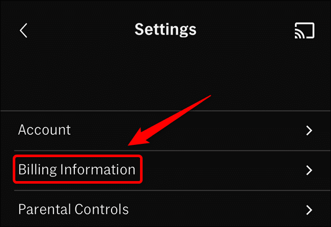 Select the billing info