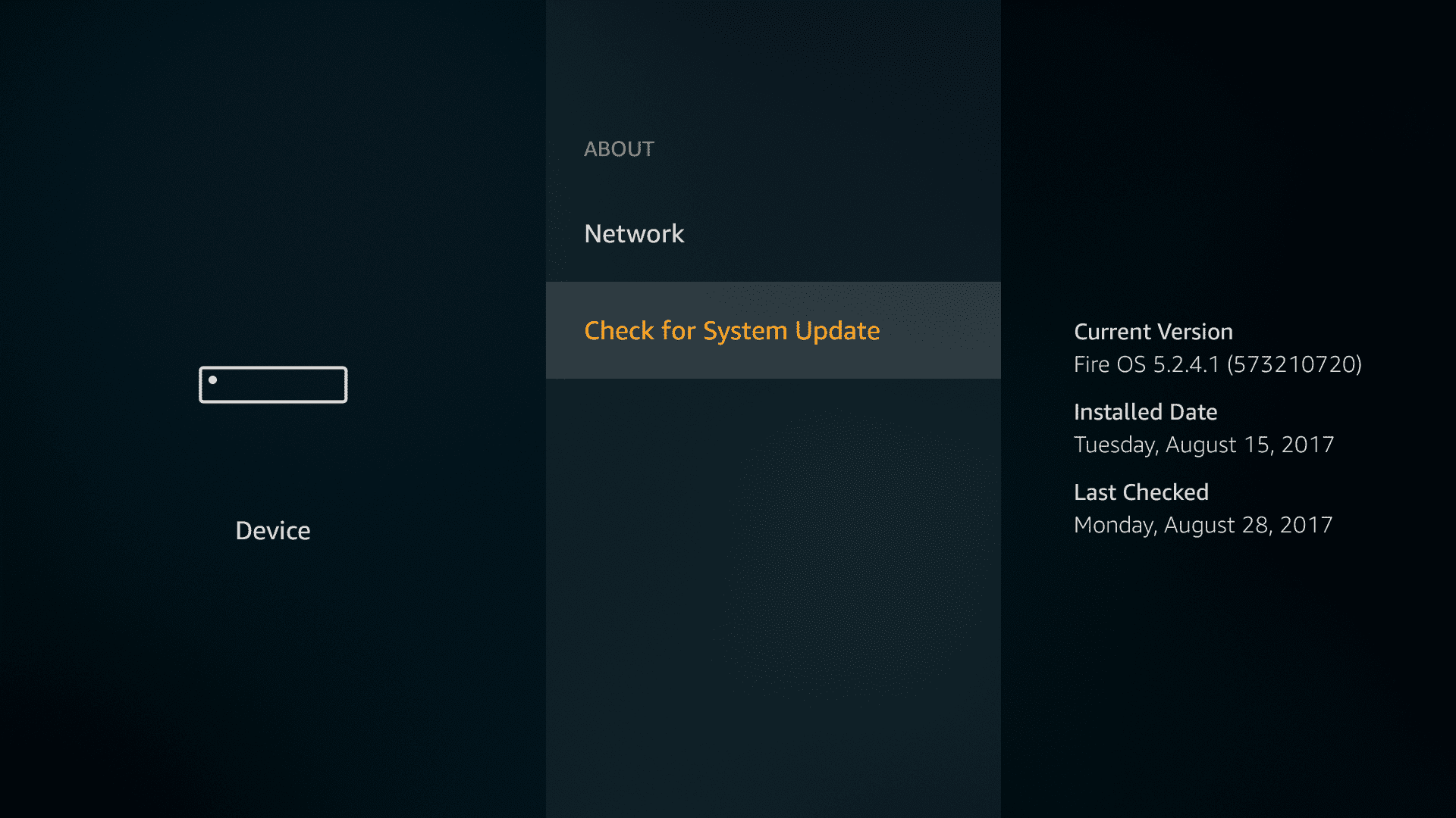 Update your Amazon Fire TV firmware to the latest version for install VPN Unlimited
