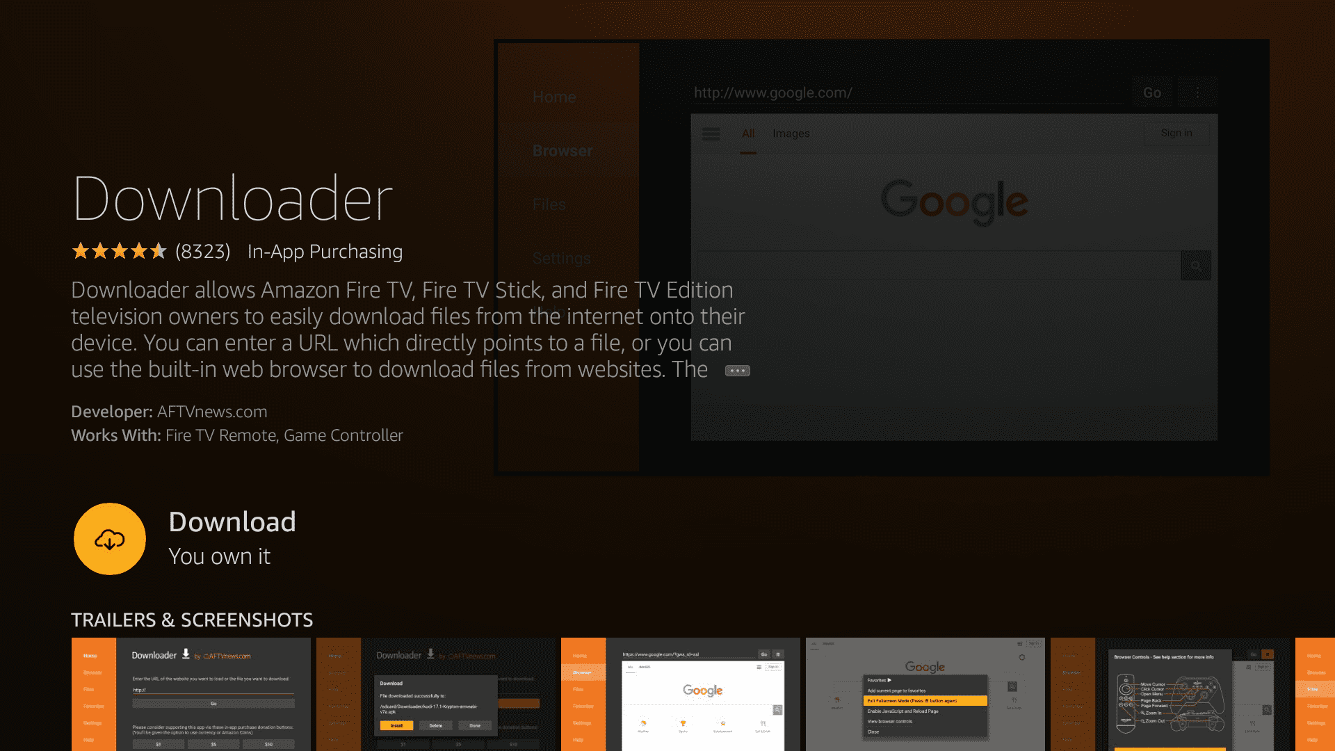 Install the Downloader application to your Amazon Fire TV